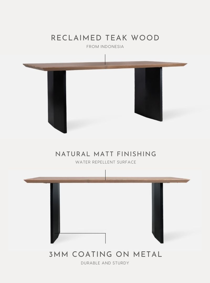 KAMI Dining Table L180, Reclaimed Wood (Pre-Order)