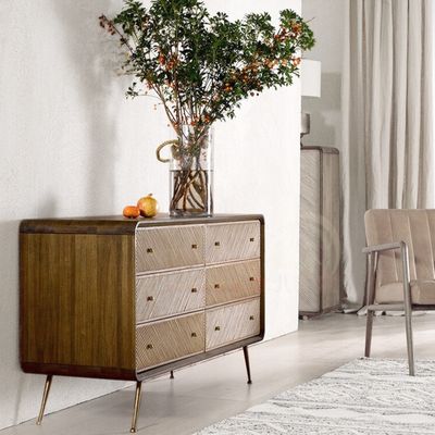 OAKI Retro Style Chest of Drawers, W140, Walnut Brown