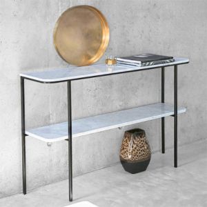 Two layer Sintered Stone Metal Shelf