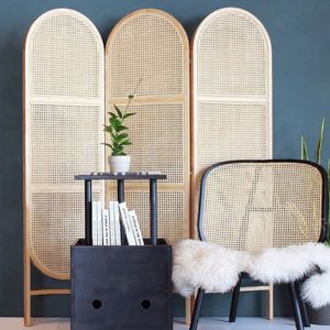 OAKI Rattan Folding Partition, Natural Ash