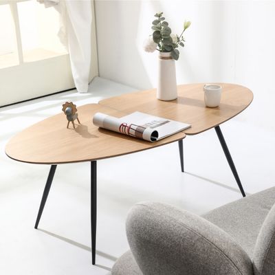 VIGGO Oval Coffee Table, Oak, L118