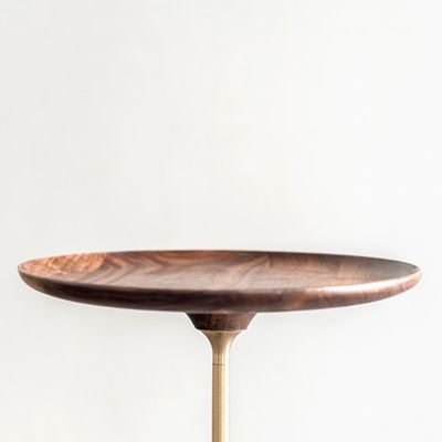 ONE Side Table, Natural walnut with brass