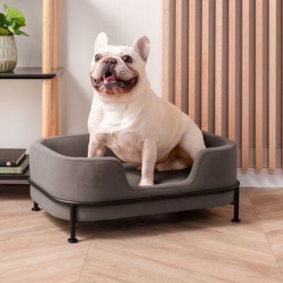 Pet Sofa Puffed velvet dark grey