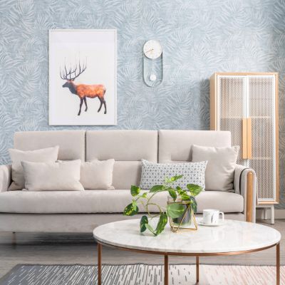 Macaron Sofa II, Oak with Light Grey Fabric