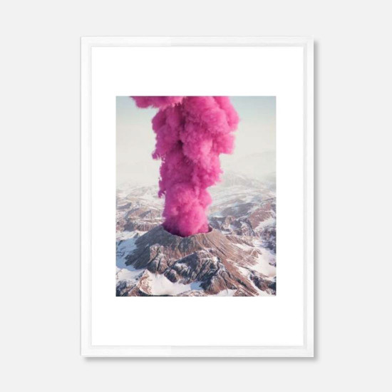 Pink Eruption - Large, Framed with White color