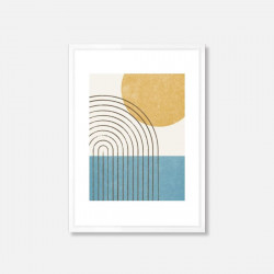 Sunny ocean - Medium, Framed with White