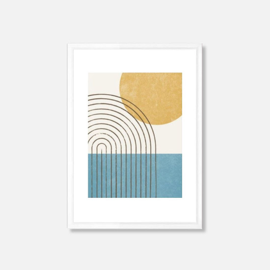 Sunny ocean - Medium, Framed with White