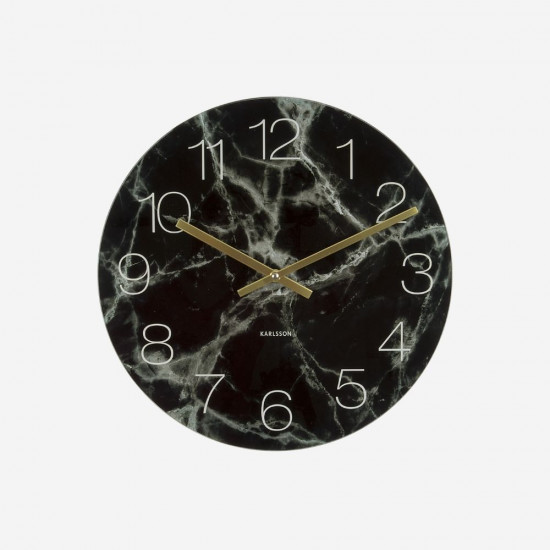 Glass Clock Marble - Black
