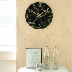 Glass Clock Marble - Black