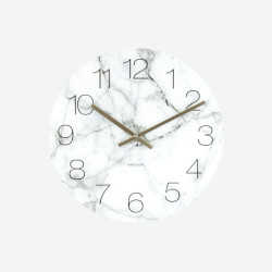 Glass Clock Marble - White
