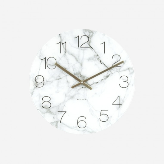 Glass Clock Marble - White [DISPLAY Left] 