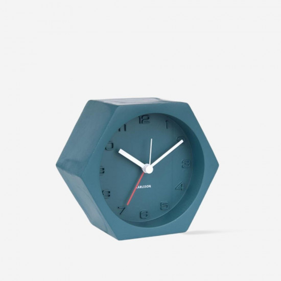 Alarm Clock Hexagon Concrete Blue