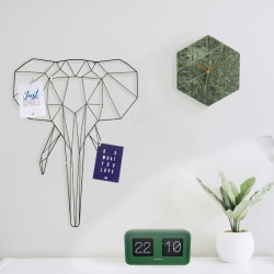 Wall Clock Marble Hexagon - Green