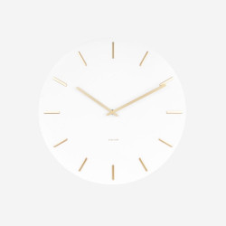 Wall clock Charm steel white with gold battons