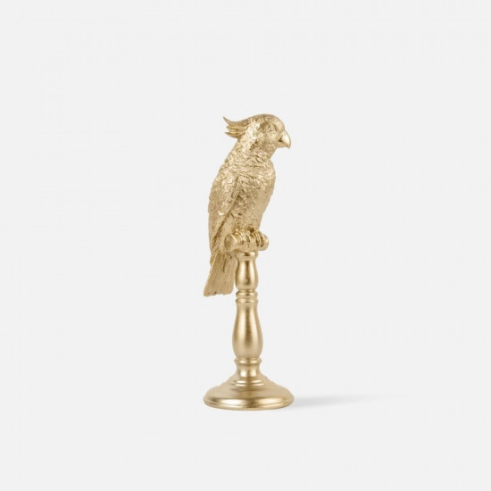 Statue Cockatoo Polyresin Gold Medium