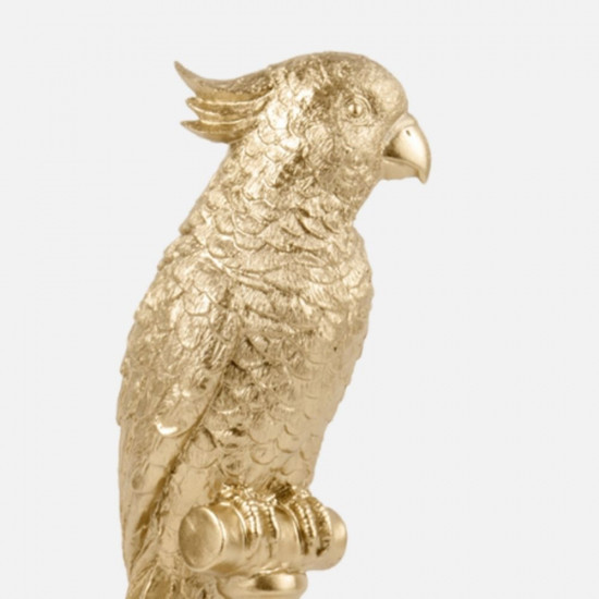 Statue Cockatoo Polyresin Gold Medium