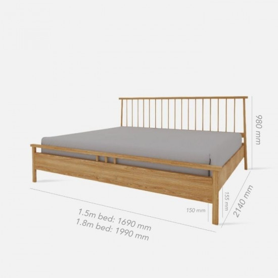 Linear Bed Frame, L150/180, Oak Linear Bed Frame, L150/180, Oak
