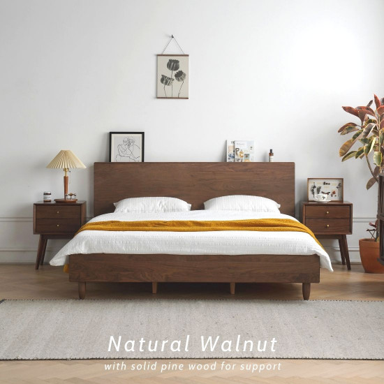NADINE Natural Walnut Bed Frame II, L159/189 NADINE Natural Walnut Bed Frame II, L159/189