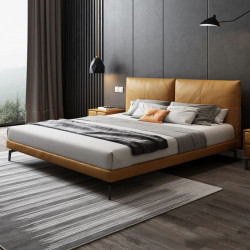 LOGAN II Leather Bed Frame, with storage, Genuine leather 