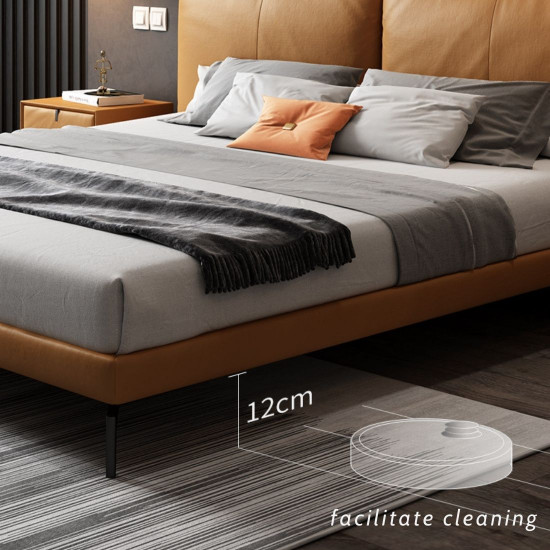 LOGAN II Leather Bed Frame, Light Grey [SALE]