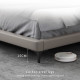 BD02701 Leather Bed Frame, Genuine Leather (Light Grey) No Storage  [In Stock]