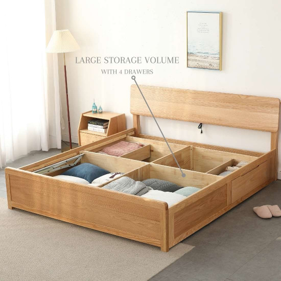 DOLCH Bed Frame with Drawers, Walnut L150 / L180