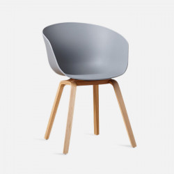 U Shape Armchair, W61, Grey ABS with Wooden Legs