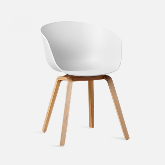 U Shape Armchair, W61, White ABS with Wooden Legs U Shape Armchair, W61, White ABS with Wooden Legs
