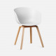 U Shape Armchair, W61, White ABS with Wooden Legs U Shape Armchair, W61, White ABS with Wooden Legs
