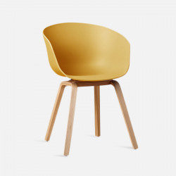 U Shape Armchair, W61, Yellow ABS with Wooden Legs