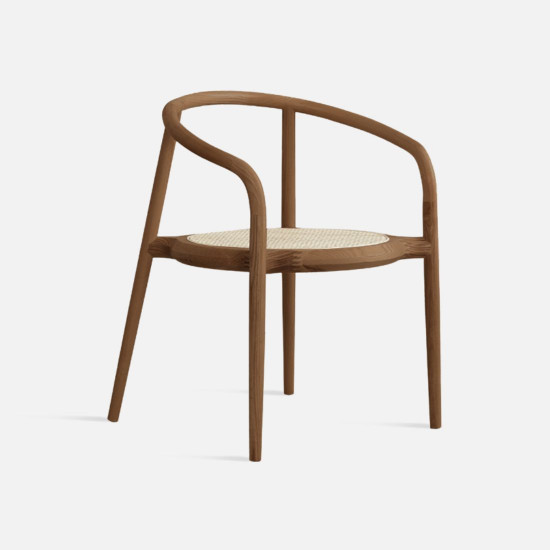 DOLCH RATTAN Round Chair, Dark Walnut