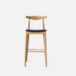 [SALE] Elbow Round Bar Stool, W47, Natural Oak