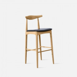 [SALE] Elbow Round Bar Stool, W47, Natural Oak