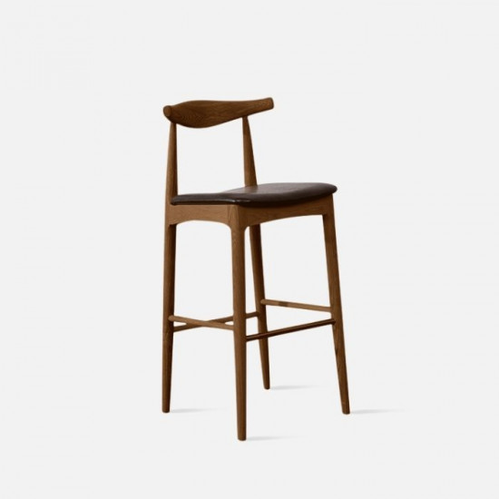 [SALE] Elbow Round Bar Stool, W47, Walnut