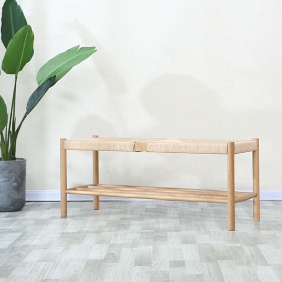 Unite Bench with rope weave, W110, Oak