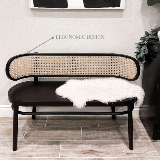 Vintage Rattan Bench, Natural ash Vintage Rattan Bench, Natural ash
