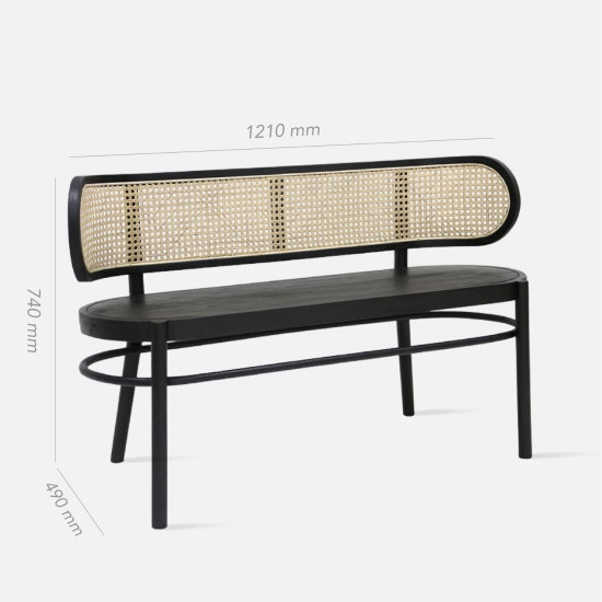 Vintage Rattan Bench, Natural ash Vintage Rattan Bench, Natural ash