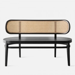 Vintage Rattan Bench with Back