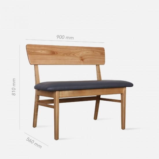 SEN Bench with Back, Natural Walnut SEN Bench with Back, Natural Walnut