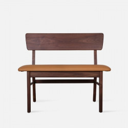 SEN Bench with Back, Natural Walnut
