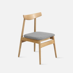 [Sale] Curve Chair W46 Oak with Grey Fabric [Stock X2]