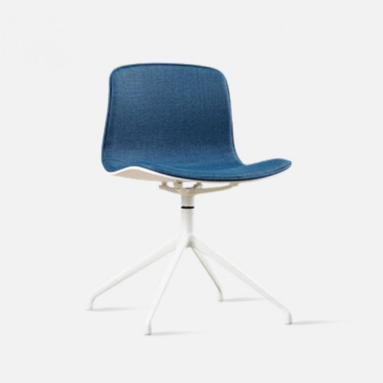 L Shape with stainless Steel Legs, Blue Fabric