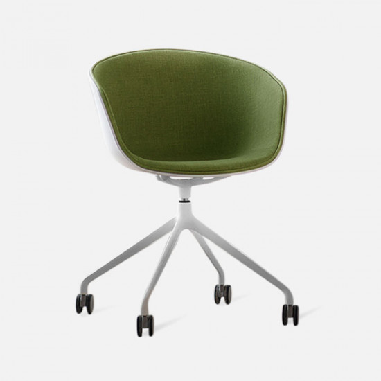 U Shape Armchair, W57, Green with Wheels