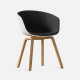 U Shape Armchair, W61, Dark Grey Fabric with Wooden Legs