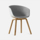 U Shape Armchair, W61, Grey Fabric with Wooden Legs
