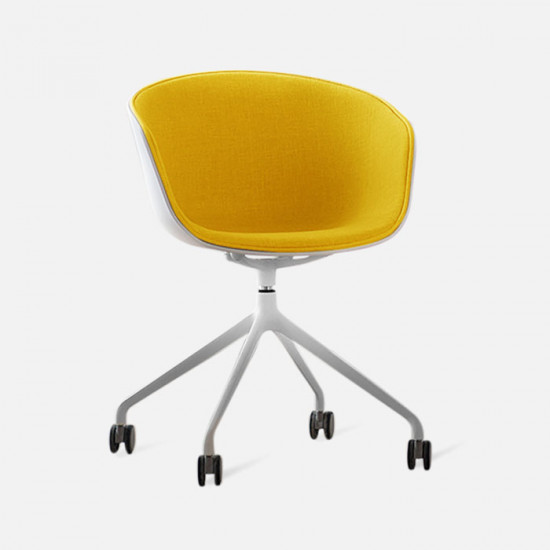 U Shape Armchair, W57, Yellow with Wheels