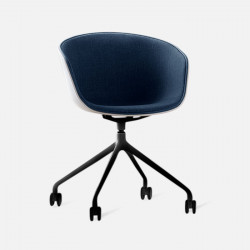 U Shape Armchair, W57, Blue with Wheels