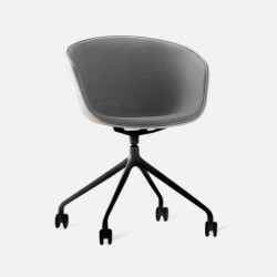 U Shape Armchair, W57, Grey with Wheels 