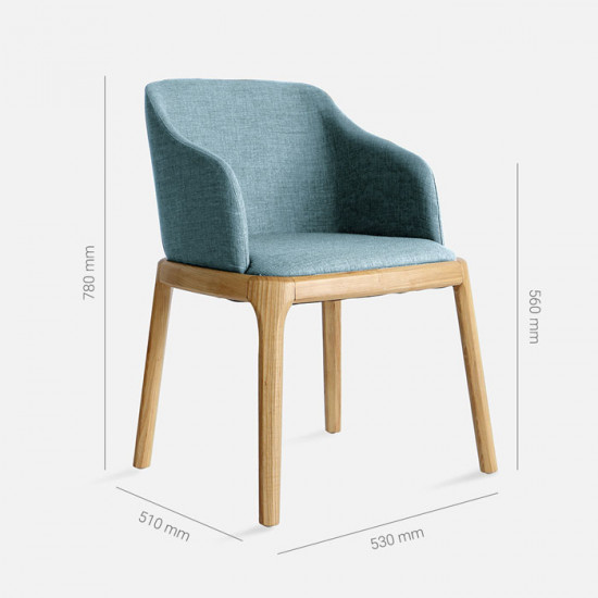 Fin Chair, W56, Steel Blue with Walnut Brown Fin Chair, W56, Steel Blue with Walnut Brown