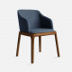 Fin Chair, W56, Steel Blue with Walnut Brown